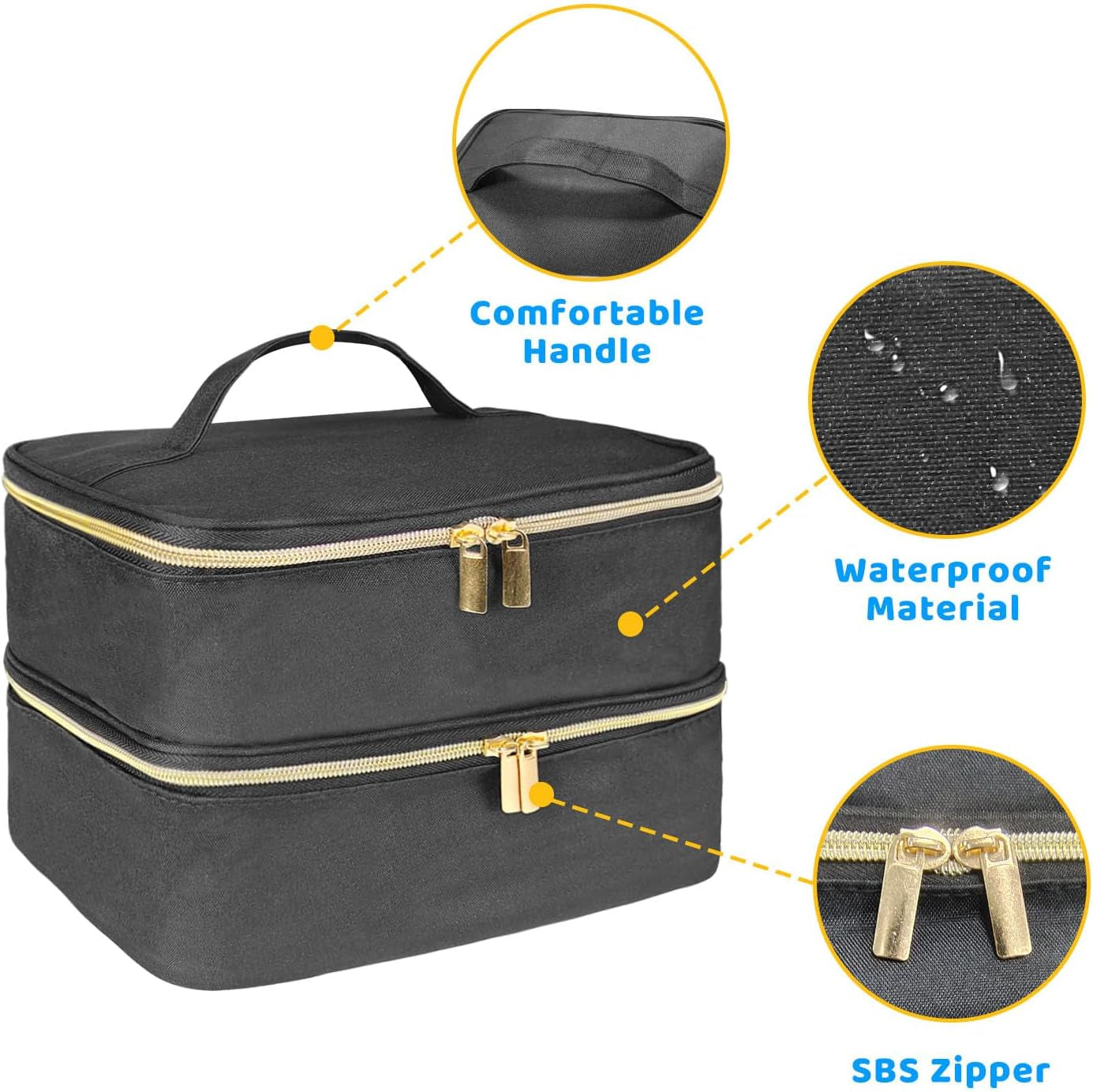 Organizador de laca de uñas Tasche, caja de almacenamiento de laca de uñas Doppelschicht, organizador Koffer para Nageldesign Kosmetiktasche para 30 botellas de base de neouñas (15 ml-0,5 onzas líquidas) y 1 lámpara de uñas (negro)