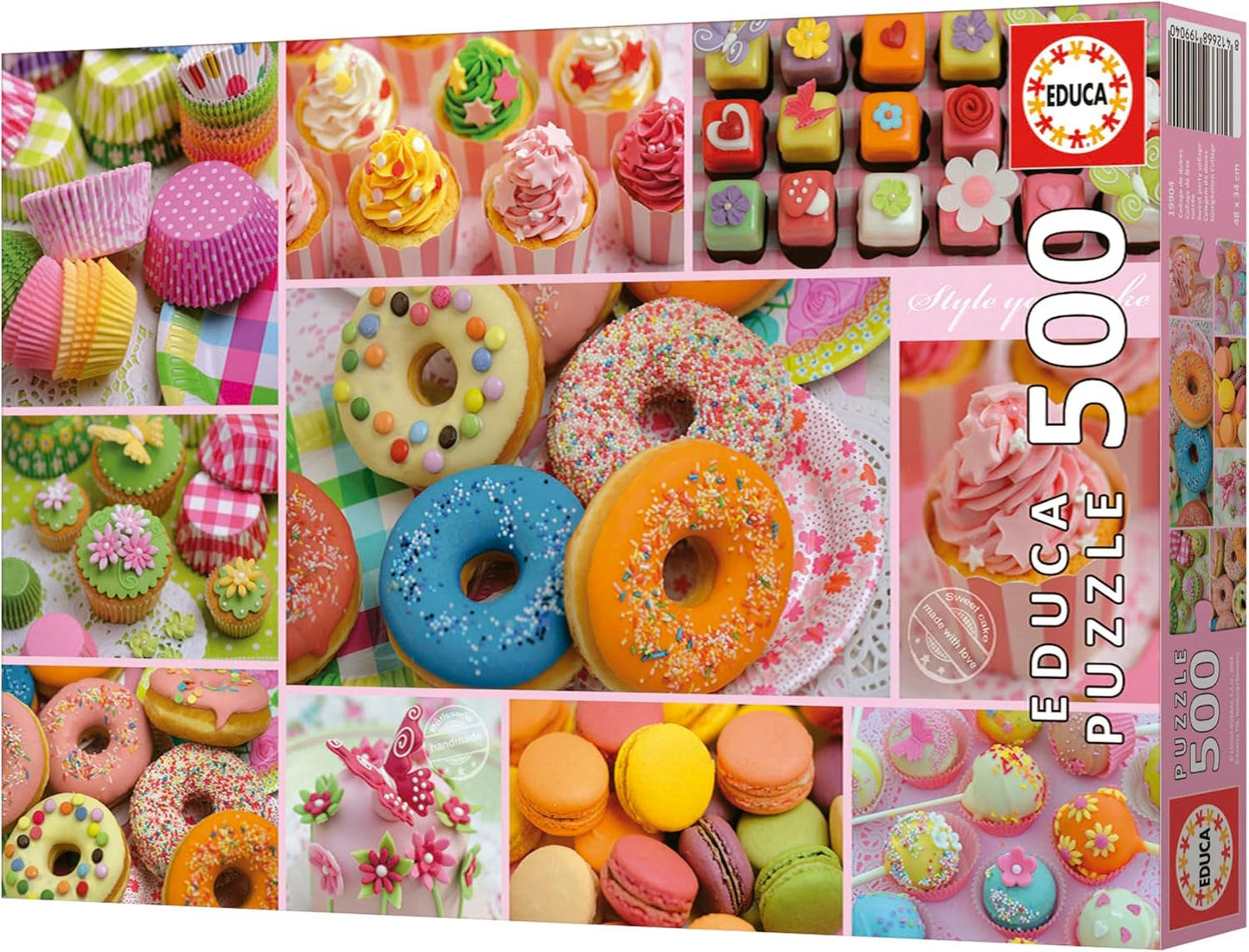 Educa - Puzzle de 500 piezas para adultos | Collage de dulces. Dimensiones: 48 X 34 cm. Incluye pegamento para rompecabezas Fixpuzzle. Durante 11 años (19904) Puzzle Naty Shop
