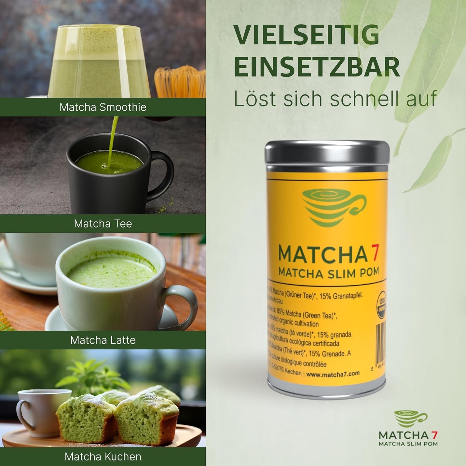 ® Ceremonial Matcha Powder X Pomegranate 100G [Apoya la pérdida de peso y el metabolismo] - Té verde para un estilo de vida activo y saludable - Té verde sin aditivos (puro y natural)