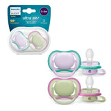 Chupetes Philips AVENT ultra air - Chupetes ligeros y transpirables para bebés de 0 a 6 meses, sin BPA, con estuche como esterilizador, pack de 2, modelo SCF085/24