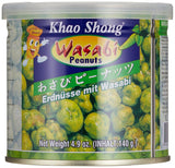 Khao Shong Guisantes verdes fritos con wasabi, guisantes crujientes rebozados picantes, una alternativa baja en grasa a las nueces, picante medio, 1 lata de 140 g | 140 gramos (1 paquete)