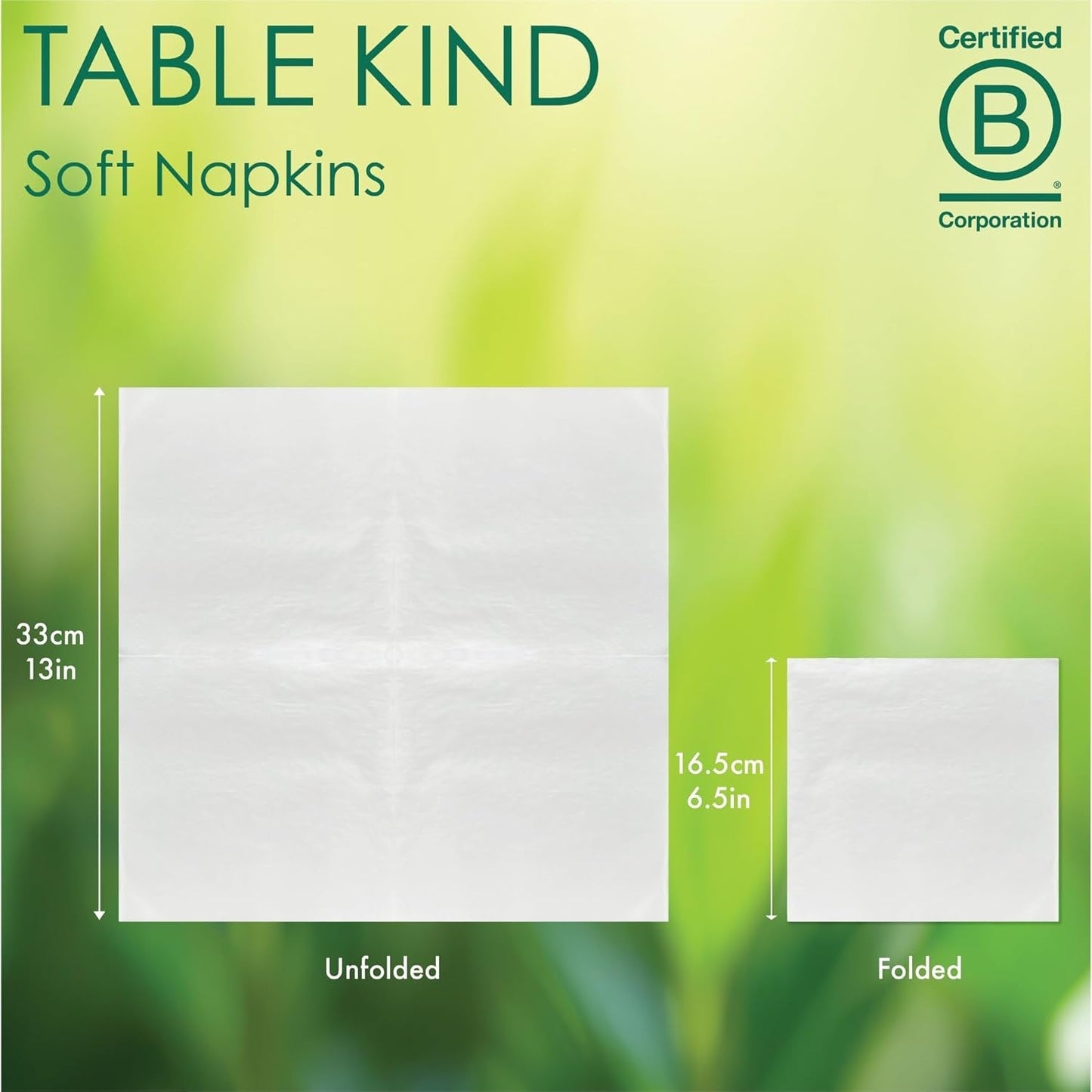 Table Kind 100 Servilletas Suaves Blancas a Granel, Servilletas de Alta Calidad para Fiesta, Catering y Uso Diario, FSC, Sostenibles y Reciclables, Fabricadas en la UE | 2 capas | 33cm