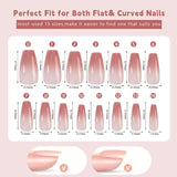 Kit de 150 uñas postizas degradadas – 5 colores diseño degradado uñas artificiales autoadhesivas – cubierta completa para mujeres y niñas – uñas postizas brillantes para manicura DIY (cuadrado)