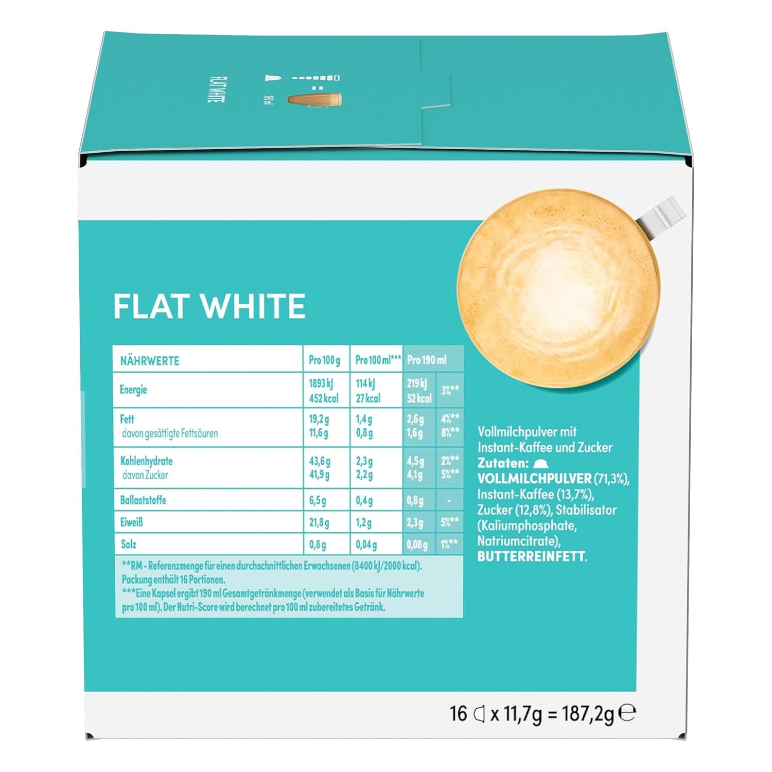 NESCAFÉ DOLCE GUSTO Flat White Kaffeekapseln Paquete de 3 (3 x 16 Kapseln)