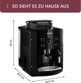 KRUPS Cafetera espresso automática Arabica Picto, diseño compacto, fácil de usar, control giratorio ajustable intuitivo, espumador de leche, función 2 tazas, cafetera espresso, negra, EA810870