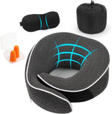 KILDOWS Almohada para el cuello del avión, almohada de viaje de espuma viscoelástica, almohada de viaje para avión con máscara para los ojos y tapones para los oídos, almohada ortopédica para el cuello, ideal para aire, coche, viajes en tren, almohadas cervicales ortopédicas Naty Shop Título predeterminado
