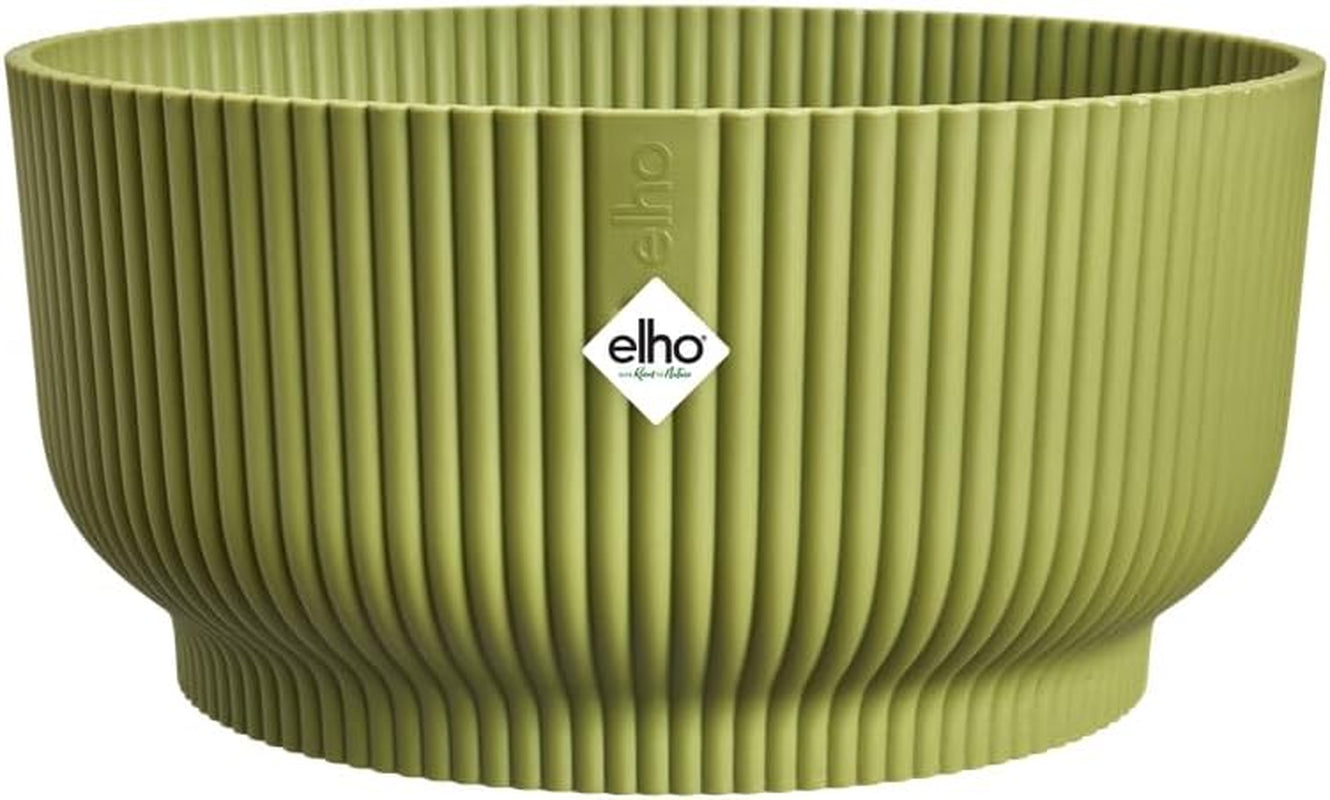 elho Vibes Fold Bowl 25 - Macetas de interior - 100% plástico reciclado - Ø 24,9 x H 12,1 cm - Verde/Ferngrün