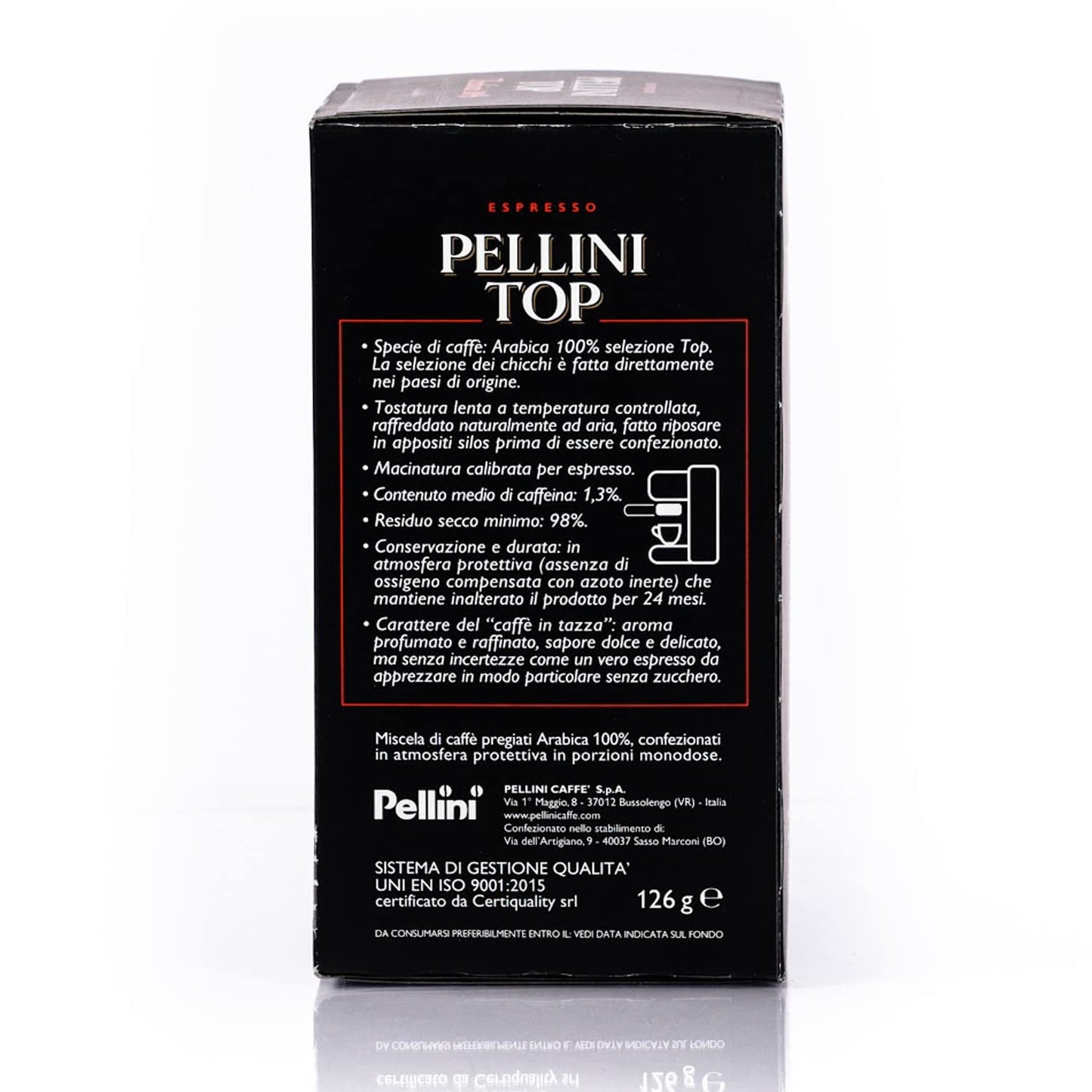 Pellini Caffè, Espresso Pellini Top 100% Arábica - Paquete de 6 con 18 monodosis (6 x 126 g, 108 monodosis en total)