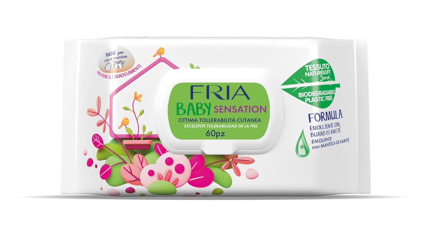Pañales Baby Sensation con manteca de karité, calmantes para la piel, dermatológicamente probados, 60 unidades