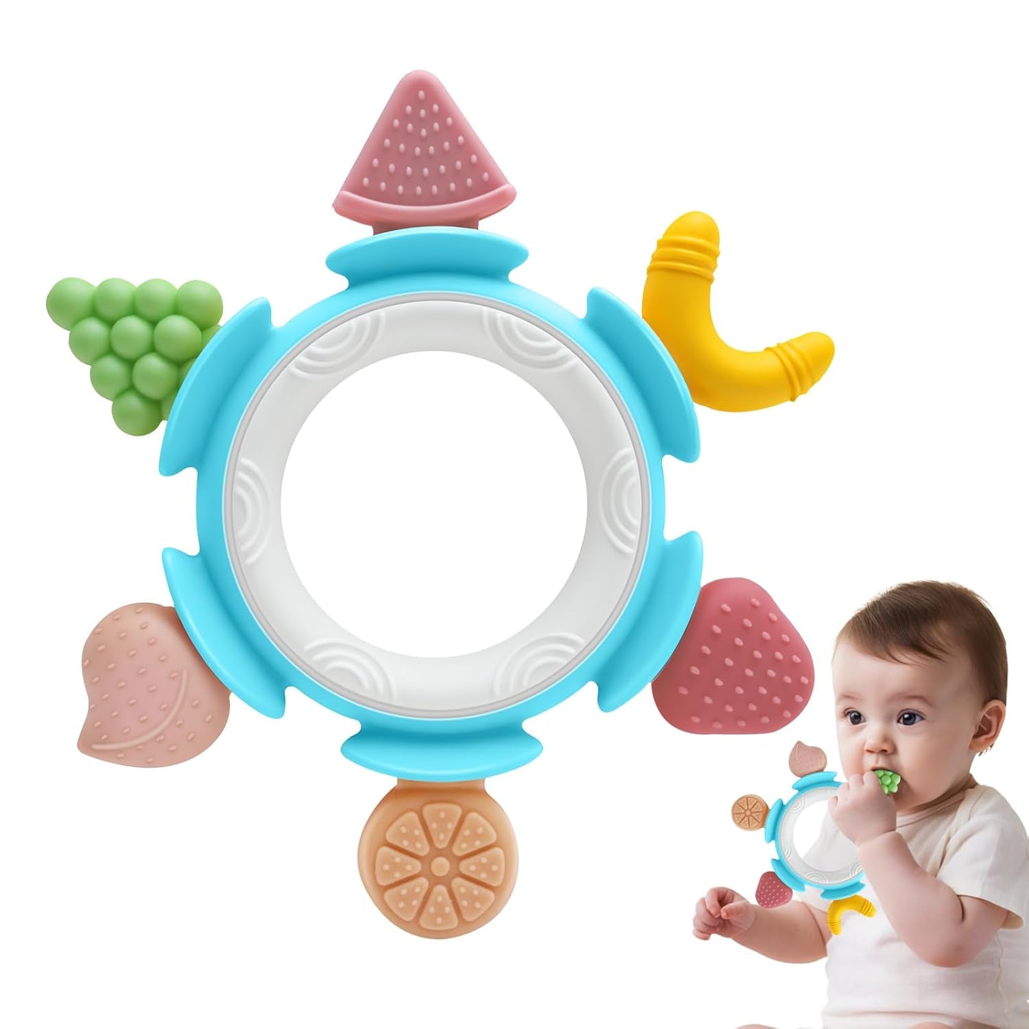 Anillo Mordedor para Bebé Juguete Sensorial para 0 3 6 7 8 9 10 12 Meses Juguete Ayuda para la Dentición del Bebé para Recién Nacidos 3 6 12 18 Meses Niños Niñas Regalos de Pascua para Fiesta de Baby Shower Marrón
