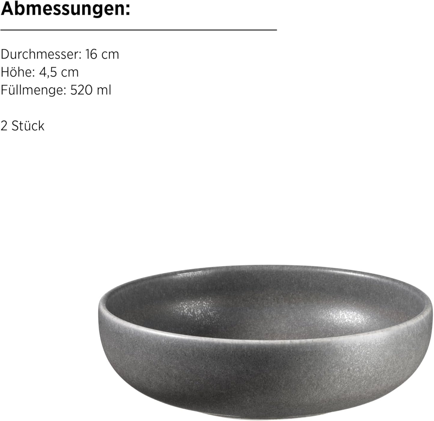 MÄSER Serie Unico, Vajilla para 2, Atemporal, Elegante, Servicio de Mesa de Cerámica de 8 Piezas, Gres, Antracita