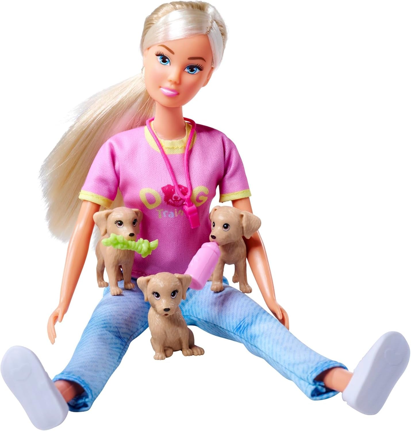 Simba Steffi Love Dog Trainer, muñeco de juguete como adiestrador de perros con curso de adiestramiento, 3 perros y accesorios, 29 cm, a partir de 3 años