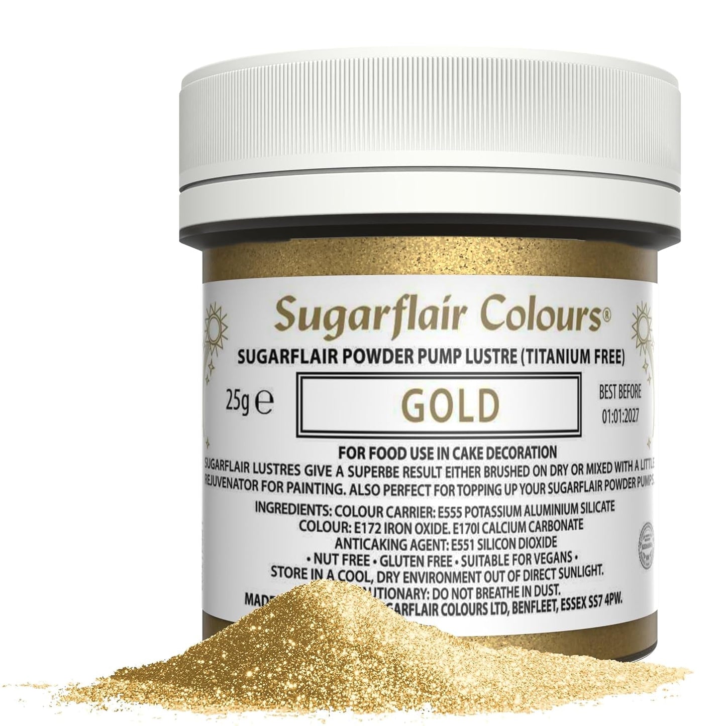 Sugarflair Pump Refill Gold - Paquete de recarga de colorantes alimentarios en spray - 25 g