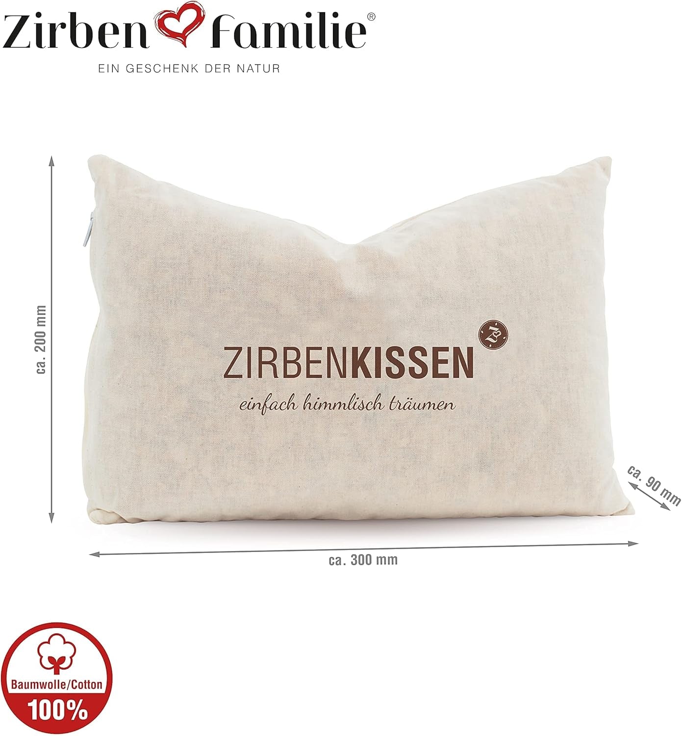 Familia del pino piñonero Almohada de pino piñonero Simply Heavenly Dreaming 30X20 cm, madera, natural, 1 unidad (1 paquete) Naty Shop almohadas estándar