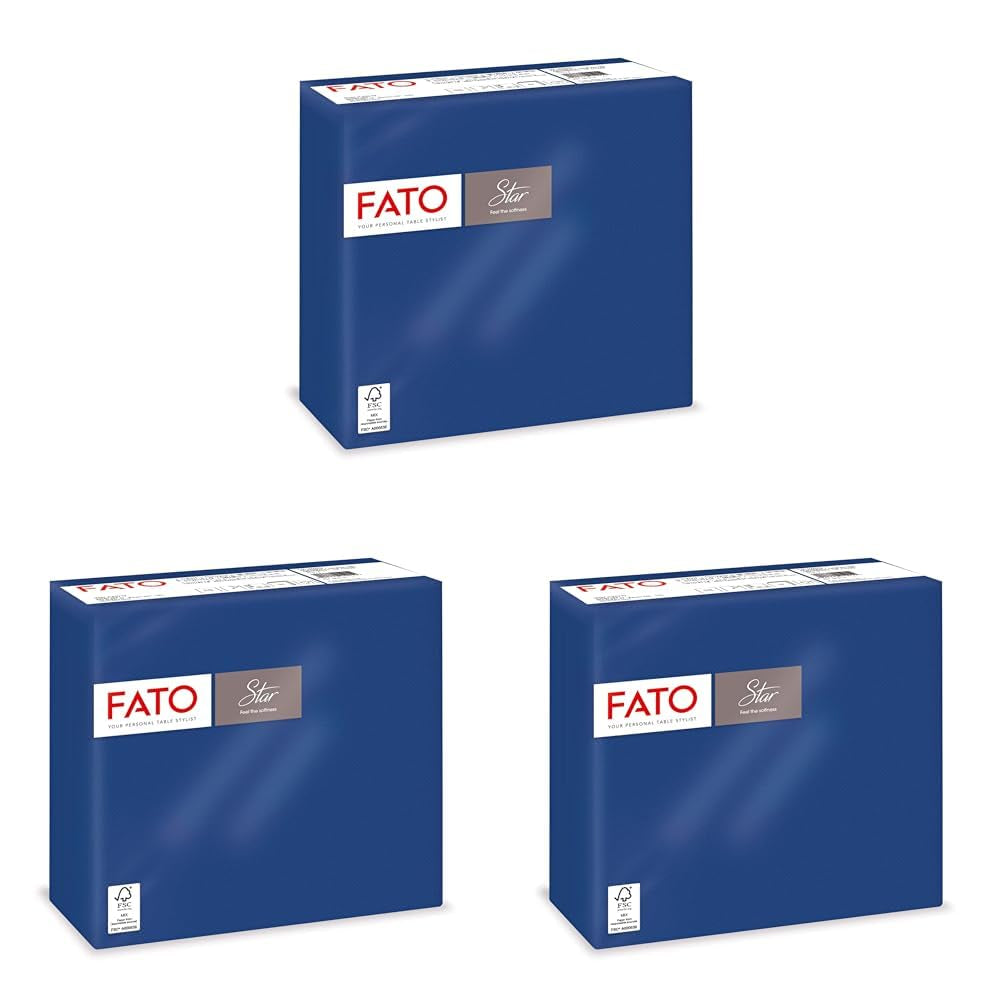 - Pañuelos de papel desechables suaves y delicados, paquete de 40 pañuelos de tamaño 38 x 38 doblados en 4 2 capas, color azul noche, papel de celulosa 100 % puro, certificado Fsc (paquete de 3)