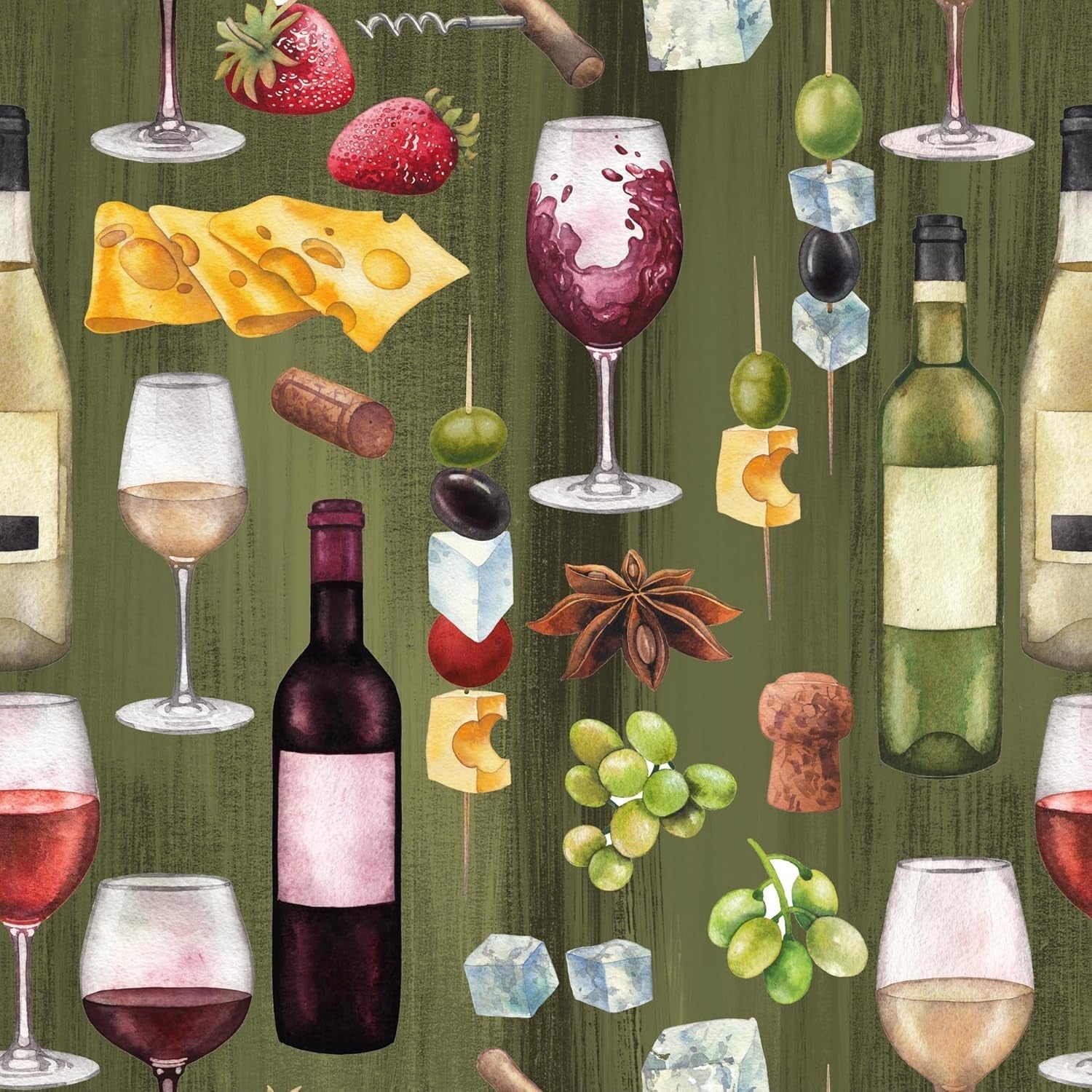 Servilletas Tiflair para almuerzo con queso y vino, 3 capas, 20 piezas, Fromage, Vino, Wine Night, para decoupage, 33 x 33 cm