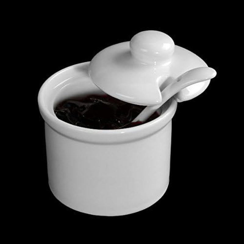 Holst Porcelana AT 216 FA1 Bidón 0,17 L Barril con Cuchara, Blanco, 8,5 x 8,5 x 6,5 cm