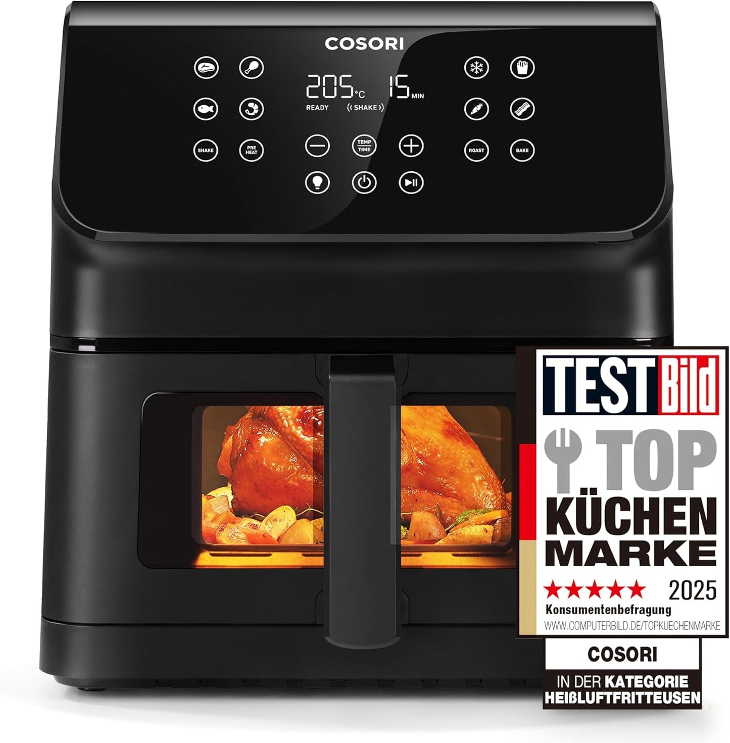 COSORI Freidora de Aire Caliente Airfryer, Freidora de Aire 12 en 1 XXL 6.2L, Freidora de Aire Caliente con Ventana de Vista y Recordatorio de Revolver, 80 Recetas Electrodomésticos Naty Shop Negro 6.2L Clear Blaze