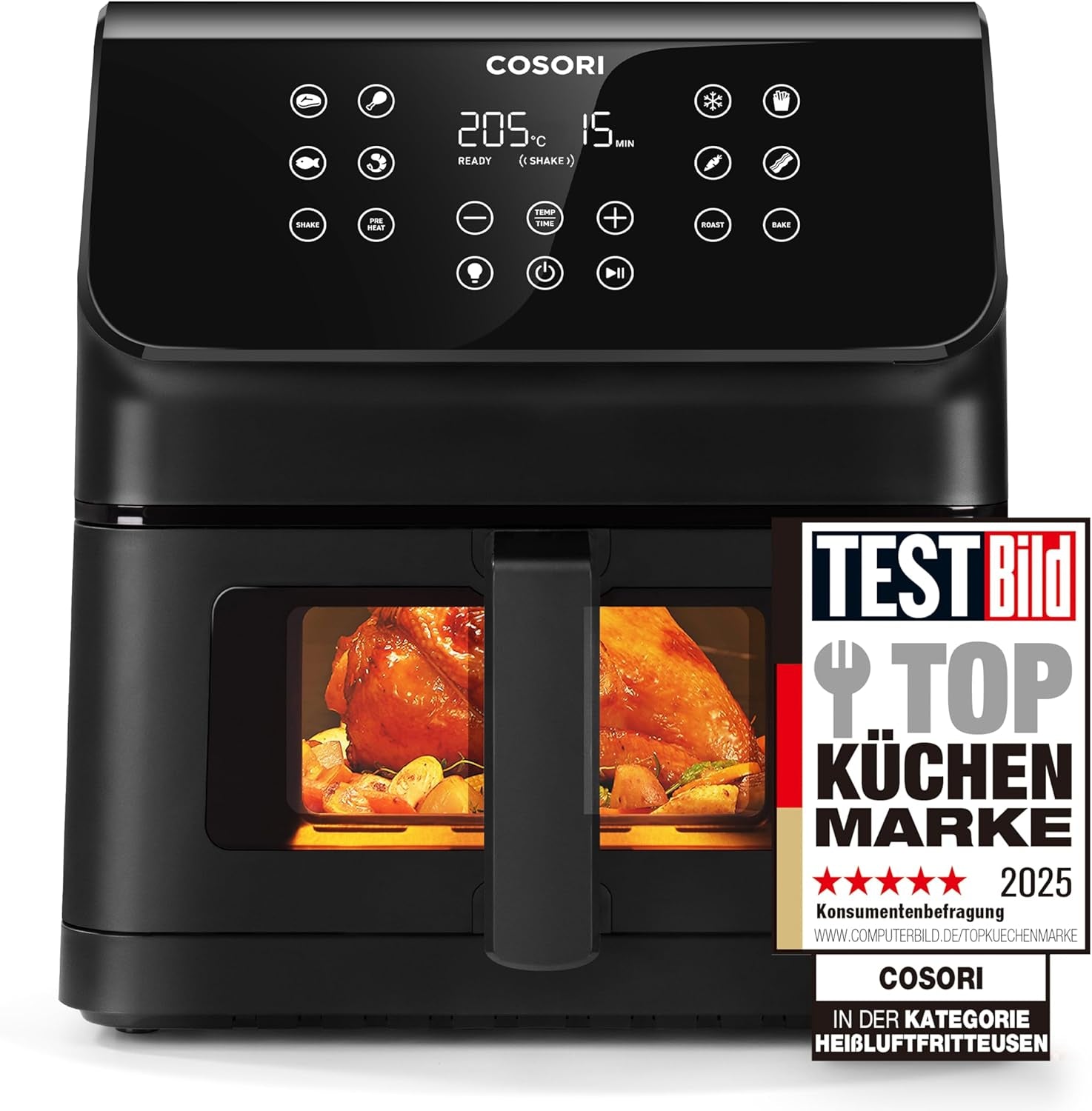 COSORI Freidora de Aire Caliente Airfryer, Freidora de Aire 12 en 1 XXL 6.2L, Freidora de Aire Caliente con Ventana de Vista y Recordatorio de Revolver, 80 Recetas Electrodomésticos Naty Shop Negro 6.2L Clear Blaze