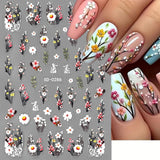 Calcomanías De Uñas De Flor De Ciruelo, Calcomanías De Uñas De Flor Rosa Blanca, Calcomanías De Uñas De Flor En Relieve, Calcomanías De Uñas De Flor De Primavera Verano, Diseños De Uñas, Accesorios De Uñas, Arte De Uñas