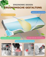 Almohada para el dolor de cuello, almohada ortopédica ergonómica para el cuello, almohada de espuma viscoelástica abdominal para la espalda lateral, almohada antironquidos para hombres y mujeres (62 * 34,5 * 12/8 CM) Almohadas ortopédicas cervicales Naty Shop