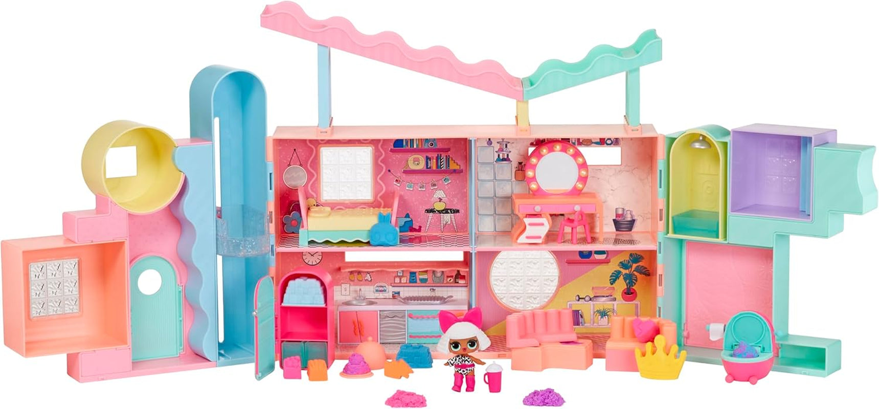 Jajaja ¡Sorpresa! Casa Mágica con Arena Squish y Muñeca Coleccionable Diva - Juego con Muñeca Coleccionable, Arena Squish, Sorpresas y Accesorios - Ideal para Niñas de 4 años en adelante