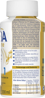 BEBA Nestlé BEBA SUPREME 1 Leche infantil: biberones listos para beber con Omega 3, pack de 4 (1 x 200 ml)