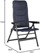 BRUNNER Rebel PRO (S-M-L) Silla plegable para camping, jardín, terraza Fabricada en aluminio, regulable en 5 posiciones, capacidad de carga hasta 150 kg, respaldo alto, negro o azul Cojines de viaje Naty Shop