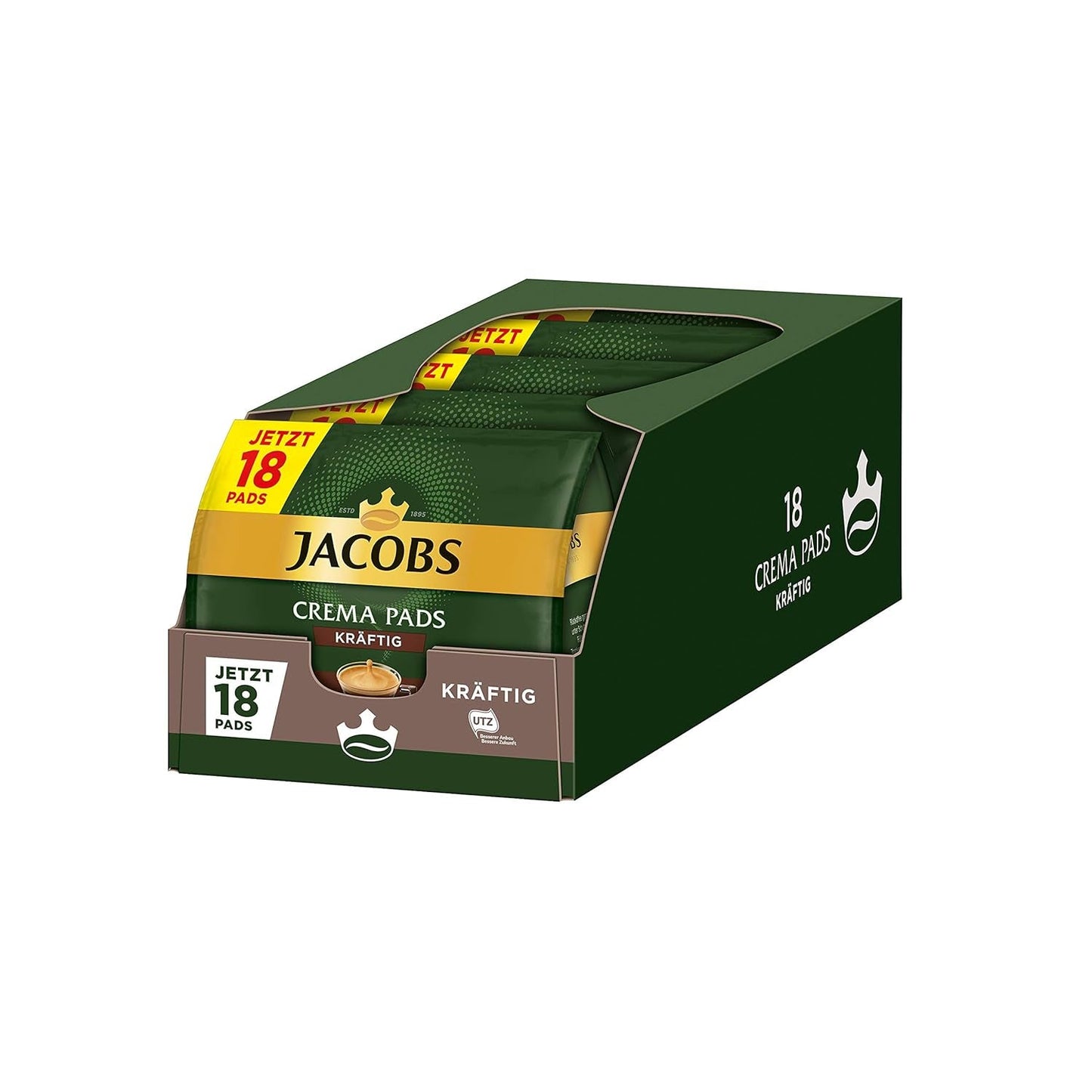 Kräftig Cream Pads, 90 Kaffeepads compatibles con Senseo UTZ-zertifiziert, paquete de 5, 5 x 18 Getränke & Cream Pads, 90 Kaffeepads compatibles con Senseo UTZ-zertifiziert, 5er Pack, 5 x 18 Getränke