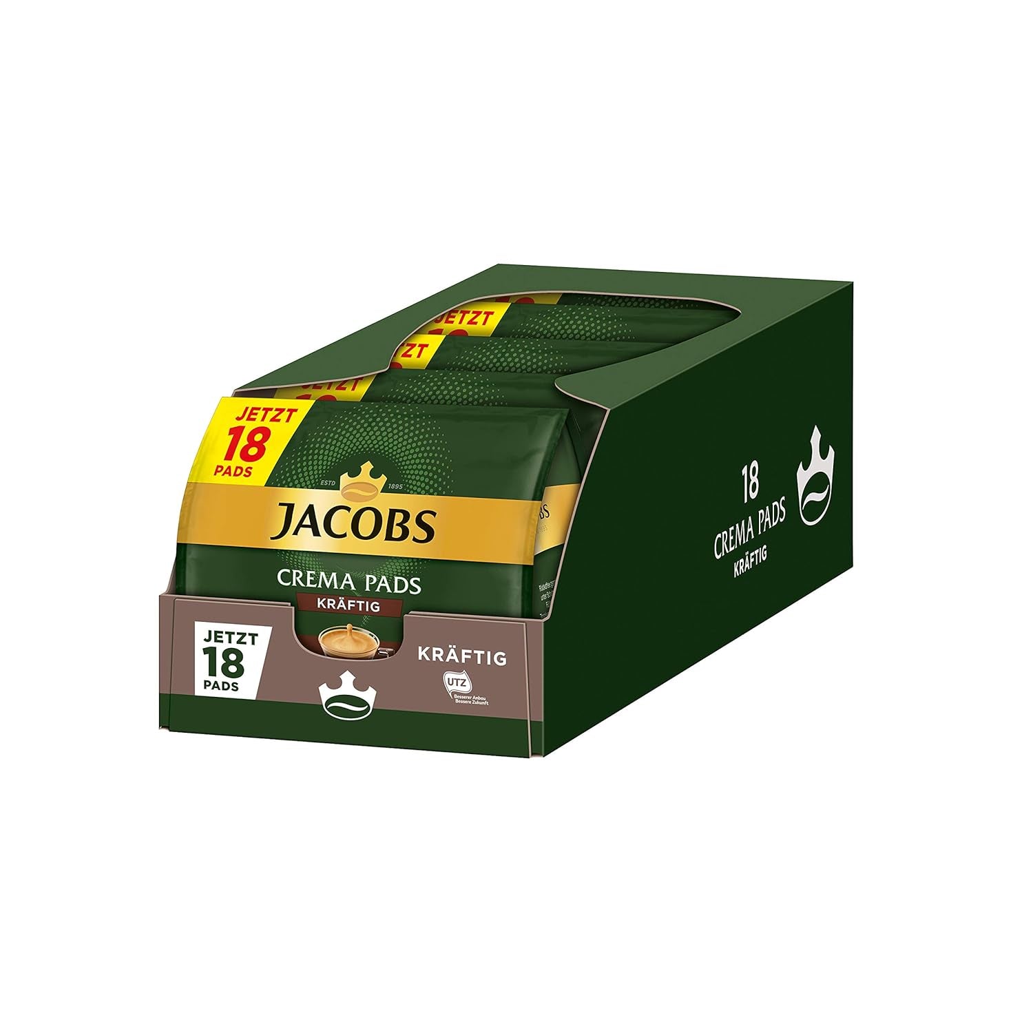 Kräftig Cream Pads, 90 Kaffeepads compatibles con Senseo UTZ-zertifiziert, paquete de 5, 5 x 18 Getränke & Cream Pads, 90 Kaffeepads compatibles con Senseo UTZ-zertifiziert, 5er Pack, 5 x 18 Getränke