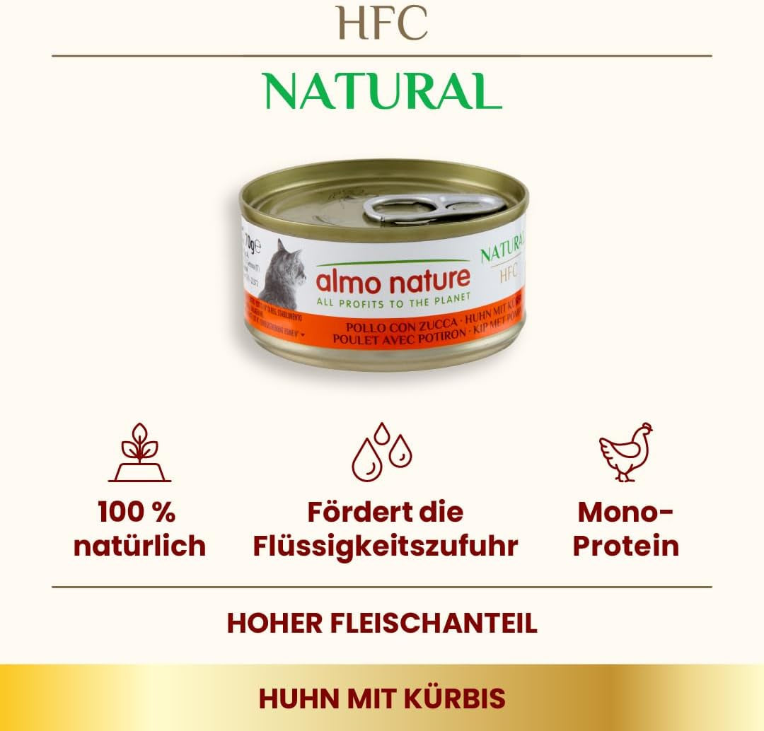 Almo Nature HFC Comida húmeda natural para gatos - Recetas variadas con pollo - 6 x 70g