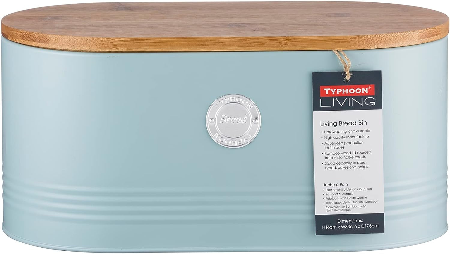 , Panera de acero inoxidable con tapa de bambú "Living" crema, crema Cajas para guardar alimentos Naty Shop Pan Azul Claro
