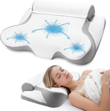TopEsct Almohada de espuma viscoelástica, almohada para dormir de lado, almohada para el cuello, almohada para la cabeza para personas que duermen de lado y boca arriba (gris)