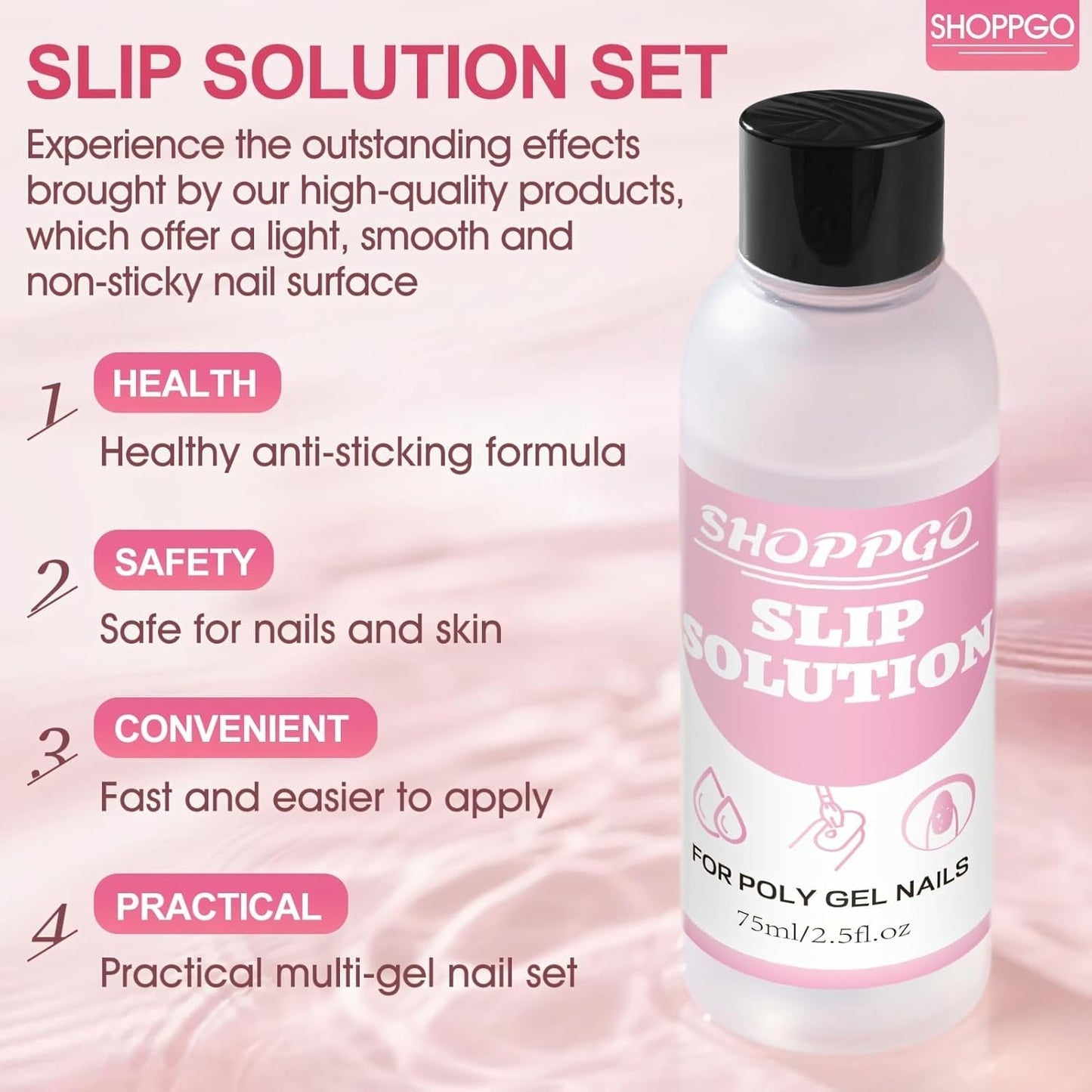 Solución alisadora Polygel, kit de solución antideslizante para uñas Polygel, solución alisadora de 75 ml, incluye 5 clips para puntas de uñas, 3 cepillos para uñas, 1 vaso de cristal, 100 hojas de limpieza