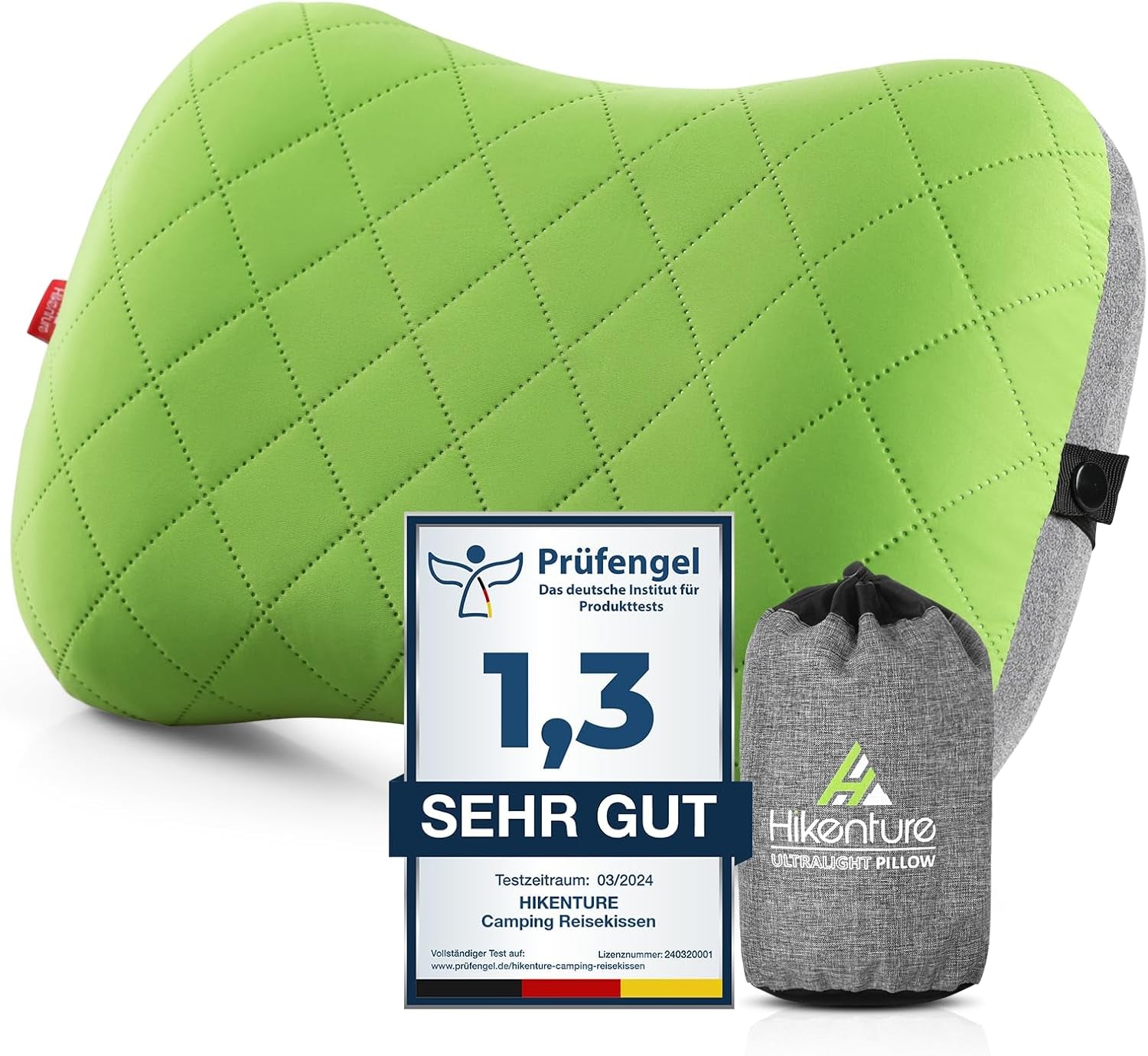 HIKENTURE Almohada Inflable para Camping/Viaje con Funda de Almohada Extraíble, Almohada Ergonómica, Cómoda Almohada para el Cuello para Viajes/Exteriores, Almohada Inflable para el Cuello de Viaje (Verde)... Almohadas Ortopédicas Cervicales Naty Shop Saludos