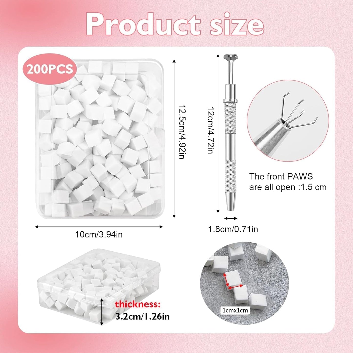 200 piezas Nail Art Schwamm Mit Metallgreifer,Nagelkunst Rendering Werkzeuge Mit Greifer,Sponge Nagel Pinsel,Nageldesign Zubehör Für Nail Art Rendering