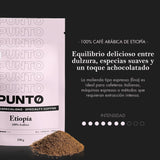 – Café etíope molido – 250 g – Café especial – Tueste medio – 100% Arábica – Notas de miel, canela y chocolate – Acidez intensa – Cuerpo medio