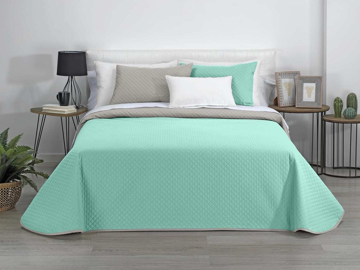AVA | Edredón reversible boutique | Para todas las estaciones | Color - Beige/Turquesa | Para cama de 120/135 cm. cama. (230 X 270 Cm. Ancho X Alto) | Edredón acolchado Edredones y colchas Naty Tienda Título predeterminado