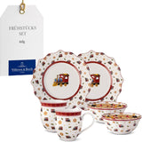 Villeroy & Boch - Toy's Delight Set de Desayuno para 2, Diseño de Locomotora, 6 Piezas, Colorido, navideño, vajilla con Platos, Tazas y Cuencos para el Desayuno, vajilla navideña, Porcelana Premium