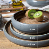 Moritz & Moritz SOLID Vajilla para 6 personas de gres de 18 piezas - Vajilla para 6 personas, compuesta por 6 platos llanos, 6 platos de postre y 6 platos llanos