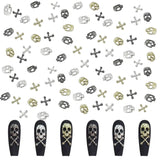 120 Uds. Conjunto de decoraciones para decoración de uñas con calavera cruzada, dijes para decoración de uñas de Metal dorado y plateado, joyería Punk de aleación para decoración de uñas, accesorios de piedras brillantes