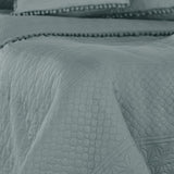 Ameliahome Colcha con pompones 220X240 Cm Colcha de doble cara Acolchado ultrasónico Poliéster Gris Meadore Camas y mantas Besuche den AmeliaHome-Store