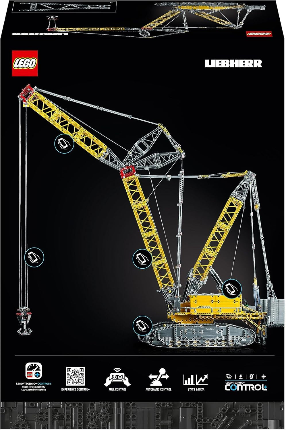 LEGO Technic Set de grúa sobre orugas Liebherr LR 13000, construye el mejor modelo de vehículo de construcción por control remoto con aplicación Control+, grúa con sistema de cabrestante y brazo elevador, kit de modelo grande para adultos 42146 Besuche Den LEGO-Store Sets de construcción