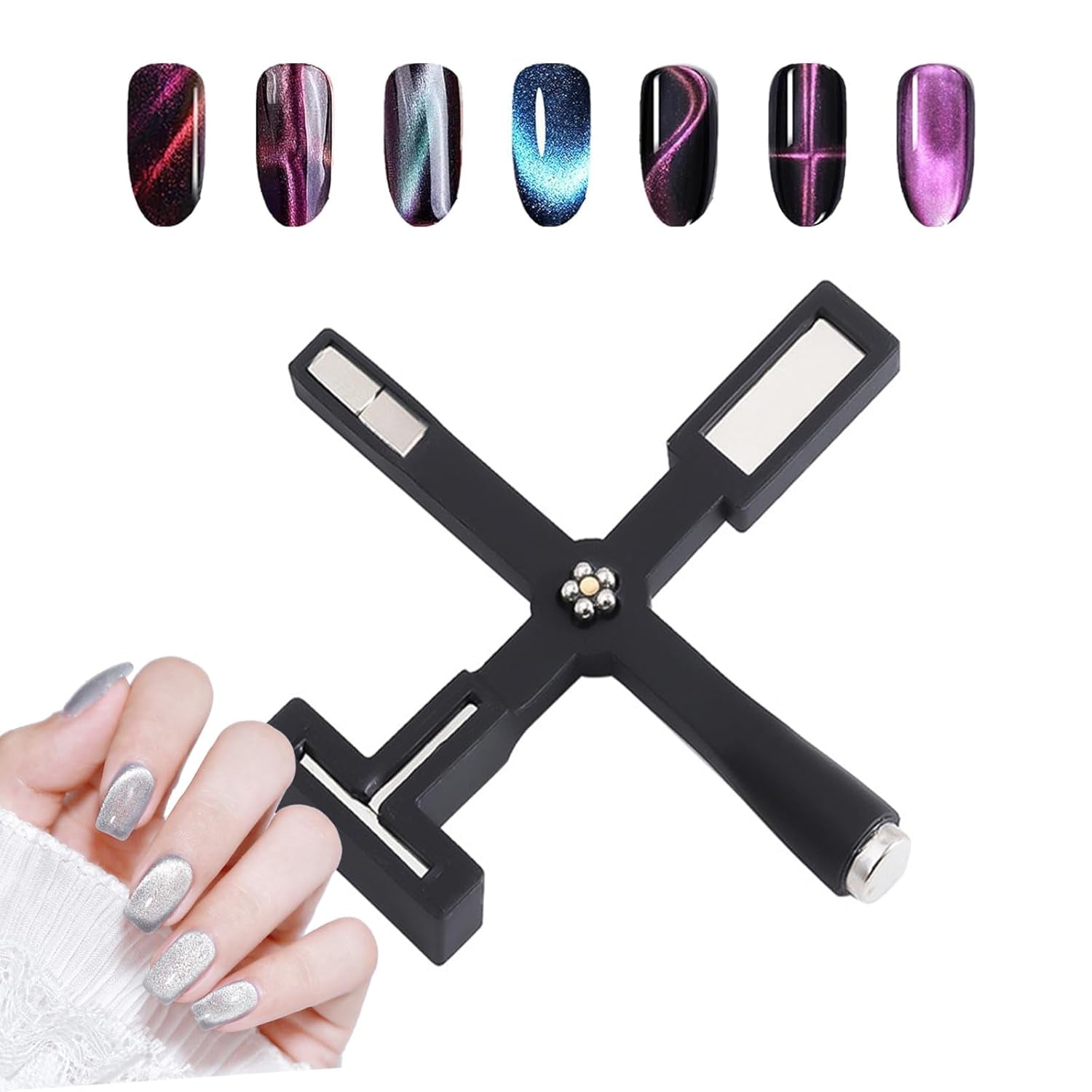 14 piezas Nail Art Werkzeug Magnetstift DIY Magic 3D Magnet Stick Set Verwendung Mit Cat Eye Gel Pulver Oder Nagelack - Magnetic Stift Katze Eye Pen para un efecto mágico ideal para el cabello