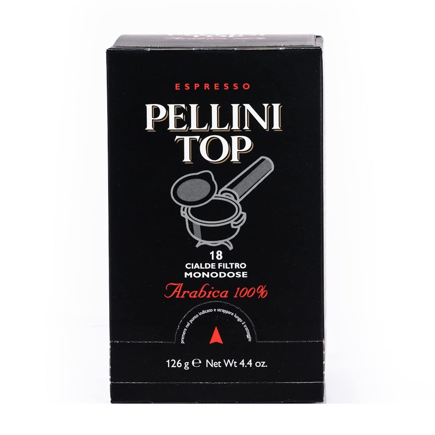 Pellini Caffè, Espresso Pellini Top 100% Arábica - Paquete de 6 con 18 monodosis (6 x 126 g, 108 monodosis en total)