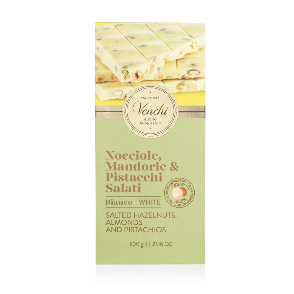 Venchi - Maxi Bar de chocolate blanco, salado, 600 g, sin gluten, sin colorantes artificiales y sin conservantes