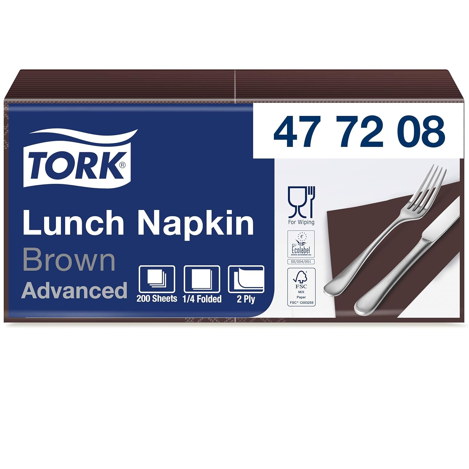 Tork 477840 Servilletas de almuerzo color lima / Servilletas de 2 capas para comidas pequeñas o refrigerios / Calidad avanzada / Servilletas de papel 10 x 200 (2000) / 32,6 x 33 cm (largo x ancho) / Pliegue 1/4