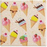 PAW - Servilletas de 3 capas (33 x 33 cm) I 20 piezas I Perfectas para fiestas, cumpleaños, días festivos I Decoración de mesa para fiestas infantiles - Servilletas de papel con motivos de colores - Helado I Helado