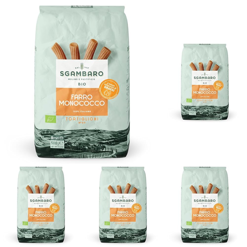 Pasta Tortiglioni Bio nº 89 - 500g Pasta de trigo baja en grasa – Bajo contenido en grasa – Fuente de fibra y proteínas