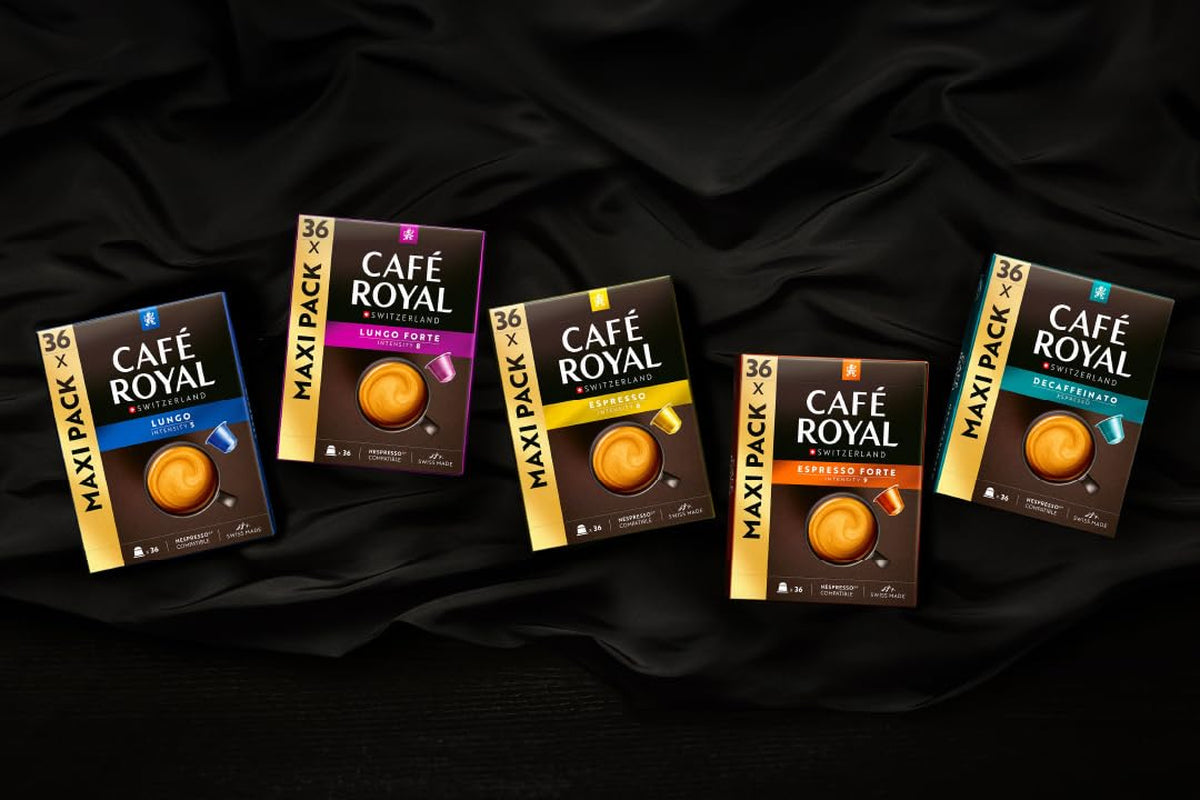 Café Royal Ristretto – Cápsulas de café compatibles con Nespresso®, 100% Arábica, intensivo, tostado oscuro, intensidad 11/12, Rainforest Alliance, 36 cápsulas